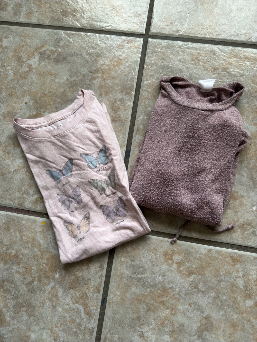 Aeropostale butterfly graphic tee M & No boundaries varsity strip sweatshirt S